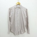 A■ユナイテッドアローズ/UNITED ARROWSスリムフィット/ストライプ柄 長袖シャツ■白/茶【S】MENS細身【中古】(4)