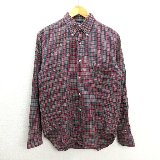 A■東洋シュガーケーン/SUGAR CANEボタンダウン長袖シャツ■赤/黒【M】MENS/90年代古着【中古】 A■東洋シュガーケーン/SUGAR CANEボタンダウン長袖シャツ■赤/黒【M】MENS/90年代古着【中古】