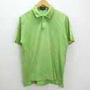 Z■日本製■パーリーゲイツ/PEARLY GATESワンポイント刺繍 半袖ポロシャツ/鹿の子■黄緑【5】MENS/GOLF/ゴルフ105【中古】