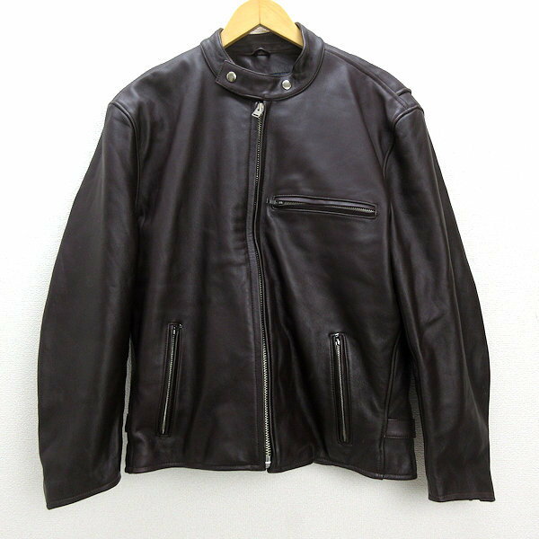 Z■美品■バイカーズ/Bikers by CORIN MOTORS 襟 ライナー付き 牛革 Sライダースジャケット■茶【48】MENS/129【中古】