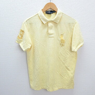 T■ラルフローレン/POLO RALPH LAURENスリムフィット半袖ポロシャツ■黄色【L】MENS/G12【中古】