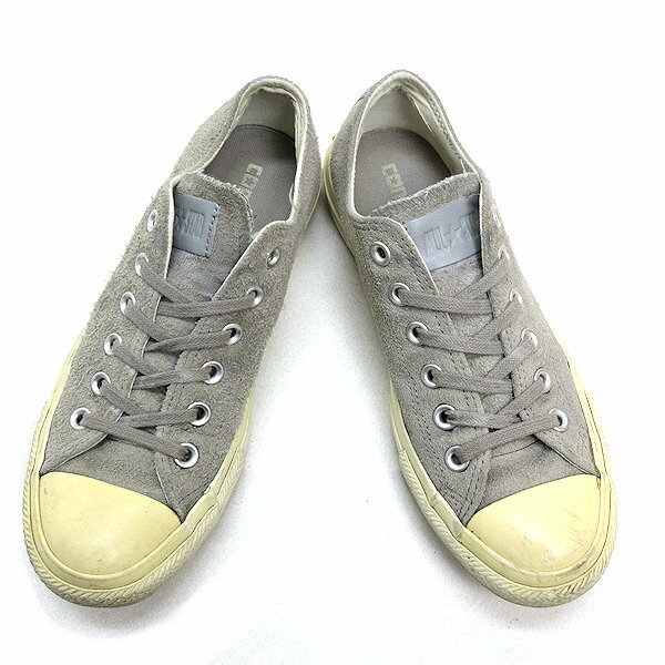 T■【24cm】コンバース/CONVERSEオールスターALLSTAR LOWラフアウトレザースニーカー■灰LADIESスエード【中古】