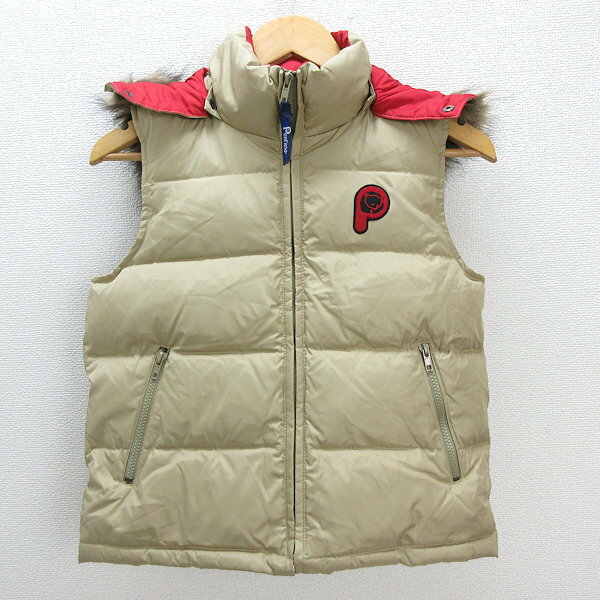 X★ ペンフィールド/PenField フェイクファー フード付き 中綿ベストJKT/ベージュLADIES/88【中古】