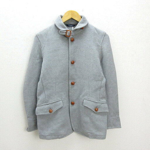 X★ シップス/SHIPS ラウンドカラー 包みボタンジャケットJKT【メンズM】灰色グレーMENS/164【中古】 X★ シップス/SHIPS ラウンドカラー 包みボタンジャケットJKT【メンズM】灰色グレーMENS/164【中古】