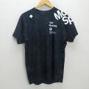 C■デサント/DESCENTE 総柄 半袖tシャツ サッカー/フットサル トレーニングウェア【O】紺/men's/42【中古】