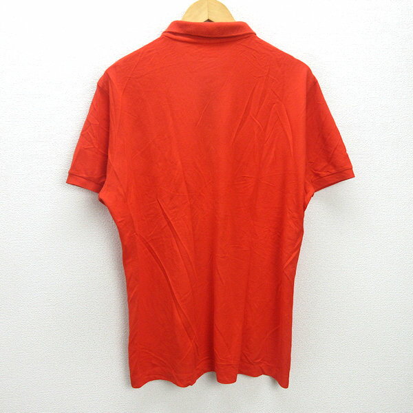 C■ラコステ/LACOSTE Slim Fit ロゴ刺繍 半袖ポロシャツ【7】赤/MENS/125【中古】■
