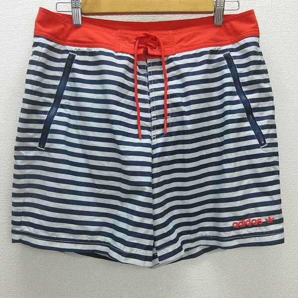 C■アディダス/adidas ボーダー柄 ハーフパンツ/ショートパンツ 水着/スイムウェア【O】赤紺/MENS/90■【中古】