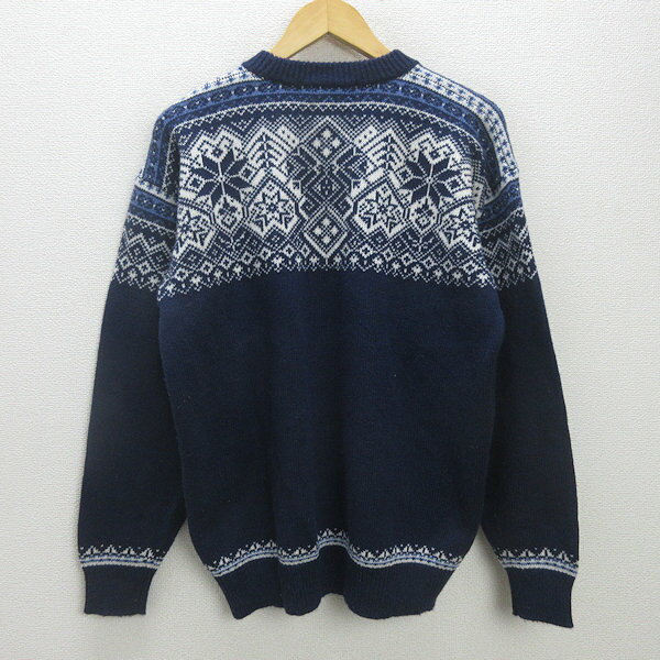 G■ユナイテッドアローズ/UNITED ARROWS GLR ノルディックジャガードクルーネックニット/3213-140-1310【M】紺/men's/80【中古】■