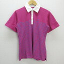 03■日本製 ツアーステージ/TOURSTAGE 半袖ポロシャツ ゴルフウェア【M】ピンク/MENS/65【中古】