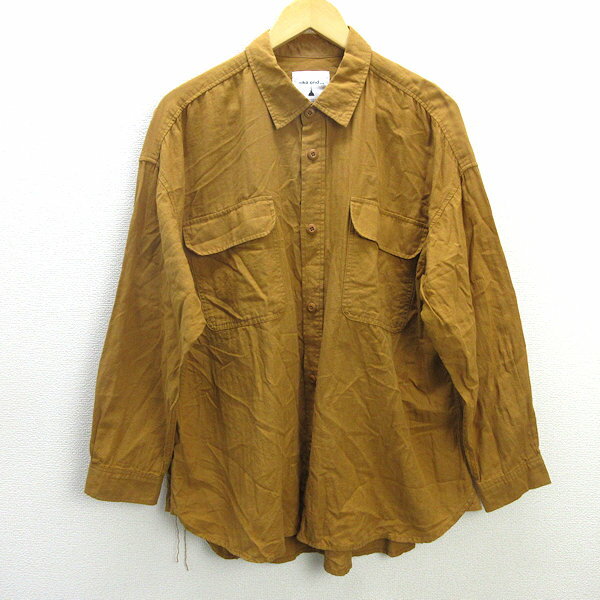 z■ニコアンド/niko and... COOL＆SLOW LIFE 長袖シャツ【4】黄土色/men's/60【中古】■
