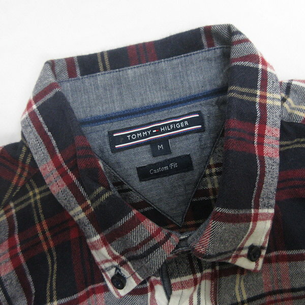D■トミーヒルフィーガー/tommy hilfiger チェック柄 長袖BDシャツ【M】赤 黒/MENS/151【中古】