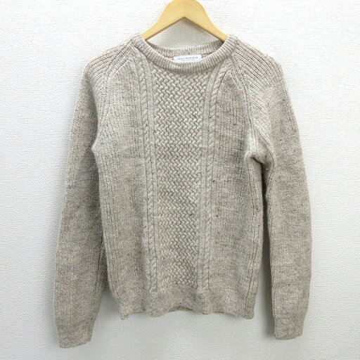 G■アーバンリサーチ/URBAN RESEARCH ウールニットセーター【M】ベージュ系/men's/6【中古】■