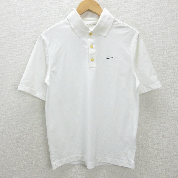 G■ナイキ/NIKE GOLF 半袖ポロシャツ/ゴルフウェア【M】白/men's/80【中古】■