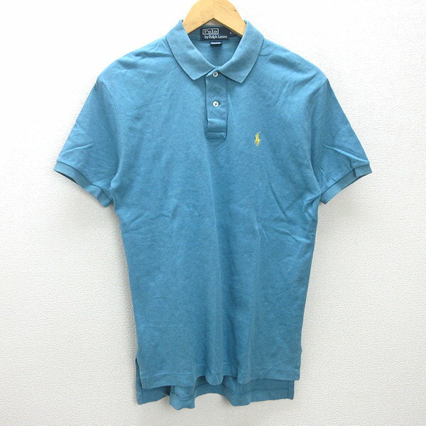 G■ポロラルフローレン/POLORalphLoren 半袖ポロシャツ/コットン【S】青/men's/111【中古】■