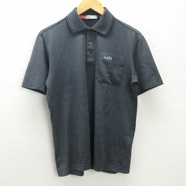 G■ゼクシオ/XXIO 半袖ポロシャツ/ゴルフウエア【M】灰系/men's/106【中古】■
