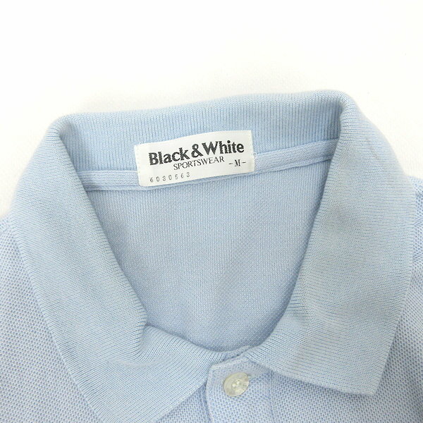 G■ブラック＆ホワイト/BLACK & WHITE SPORTS 長袖ポロシャツ/ゴルフウェア【M】水色/mens/48【中古】■