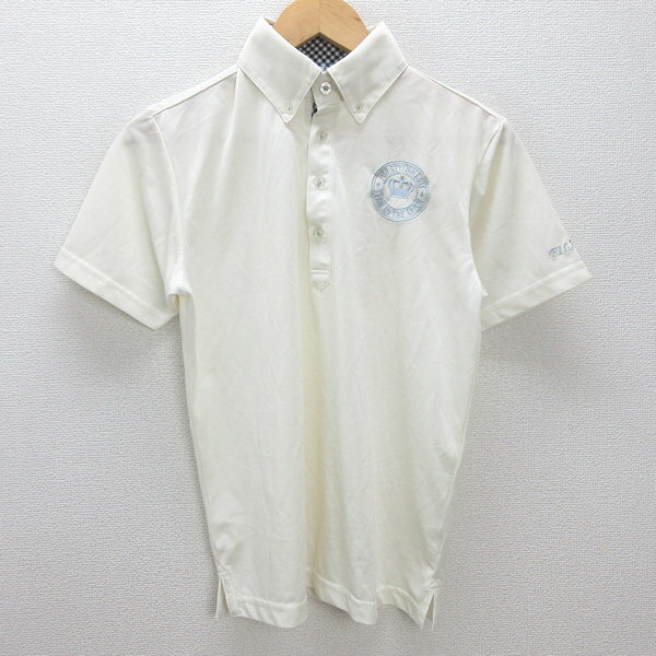 G■フィラ/FILA GOLF 半袖ポロシャツ/ゴルフウェア【M】薄黄/mens/38【中古】■