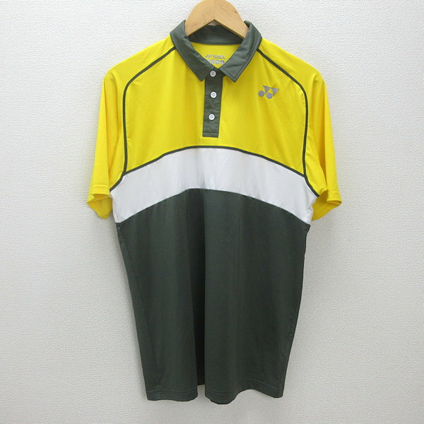 G■ヨネックス/YONEX 半袖ドライポロシャツ/スポーツウェア【L】黄/men's/66【中古】■