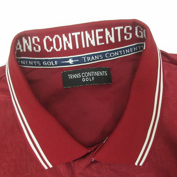 H■トランスコンチネンツ/TRANSCONTINENTS GOLF 胸ロゴ刺繍 半袖ポロシャツ ゴルフポロ ウェア【3L】赤/MENS■72【中古】