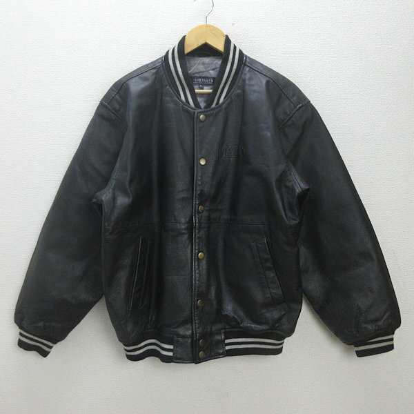Q■クラブモルツ/CLUB MALTS ピッグレザースタジャン■黒【メンズL】MENSレトロ/68【中古】