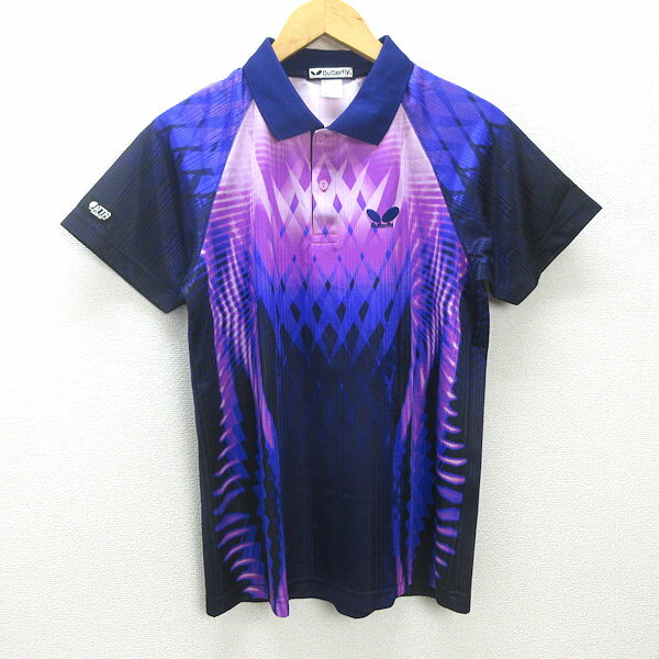 D■バタフライ/ButterFly 半袖ドライポロシャツ 卓球 バドミントン【M】紫/MENS■69【中古】