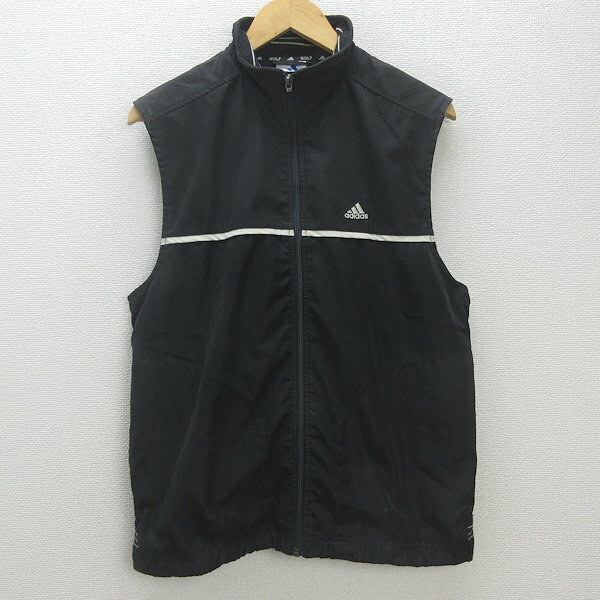 G■アディダス/adidas GOLF フルジップベスト/ゴルフウェア【M】黒/men's/10【中古】■