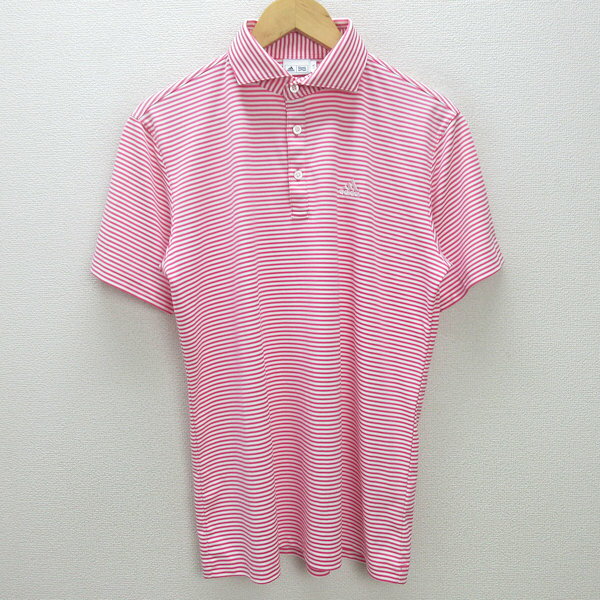 G■アディダス/adidas GOLF 半袖ドライ素材/ゴルフウェア【L】ピンク/mens/35【中古】■