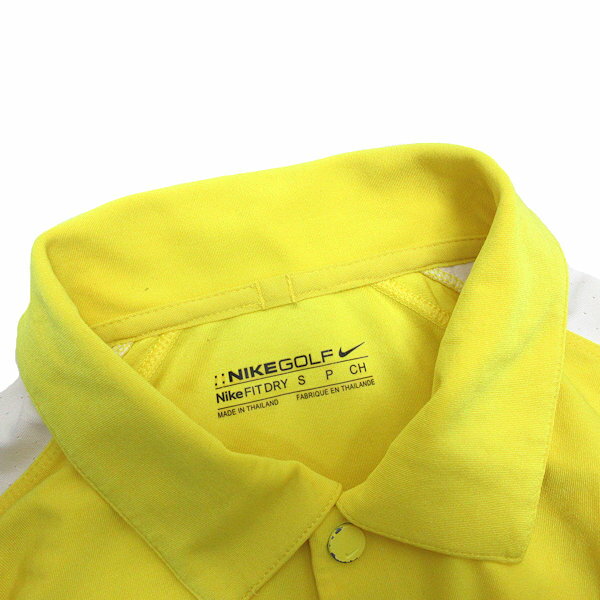 s■ナイキ/NIKE GOLF スウォッシュロゴ刺繍 ゴルフウェア/ストレッチ ポロシャツ【S】黄/MENS/20【中古】
