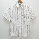 s■ガッチャ/GOTCHA ハイビスカス ストライプ柄 半袖シャツ【M】白/MENS/98【中古】(4)
