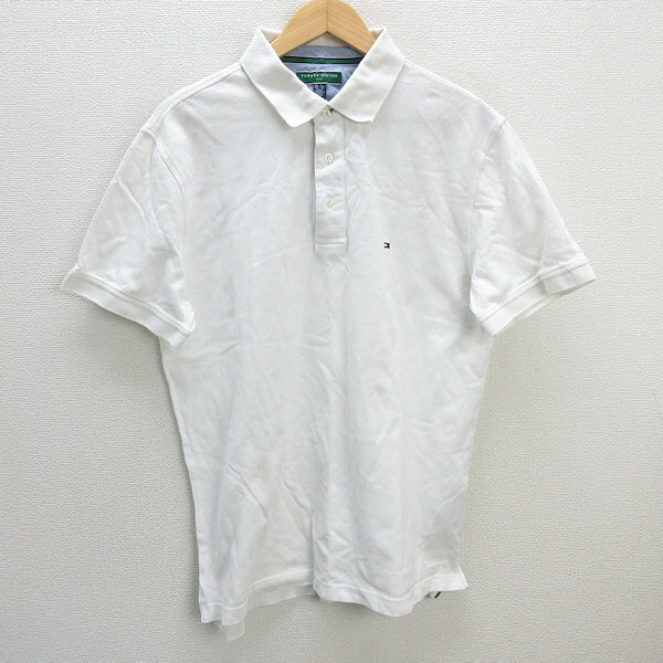 s■トミーヒルフィガー/TOMMY HILFIGER GOLF 鹿の子地ポロシャツ ゴルフウェア【US L】白/MENS/10【中古】