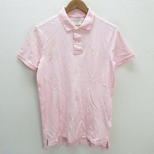 z■アバクロンビー&フィッチ/Abercrombie&Fitch ロゴ刺繍 半袖ポロシャツ【S】ピンク/MENS/54【中古】 z■アバクロンビー&フィッチ/Abercrombie&Fitch ロゴ刺繍 半袖ポロシャツ【S】ピンク/MENS/54【中古】