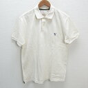 y■アヴィレックス/AVIREX 刺繍入り 半袖ポロシャツ■クリーム【メンズL】MENS/55【中古】