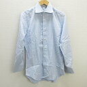 k■伊製■フライ/FRAY per BARNEYS NEWYORK グラフチェック柄 長袖シャツ ワイシャツ【15 1/2 39】水色/MENS■226【中古】