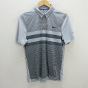 z■ナイキ/NIKE GOLF DRY-FIT 半袖ポロシャツ ゴルフウエア 【S】灰系/men's/81【中古】■