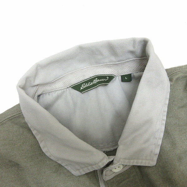 z■エディー・バウアー/Eddie Bauer 半袖ポロシャツ 【L】カーキ/men's/79【中古】■