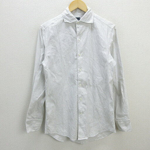 G■日本製■シップス/SHIPS TESSITURAMONTI 長袖シャツ/コットン【39】白灰系/men's/96【中古】■ G■日本製■シップス/SHIPS TESSITURAMONTI 長袖シャツ/コットン【39】白灰系/men's/96【中古】■