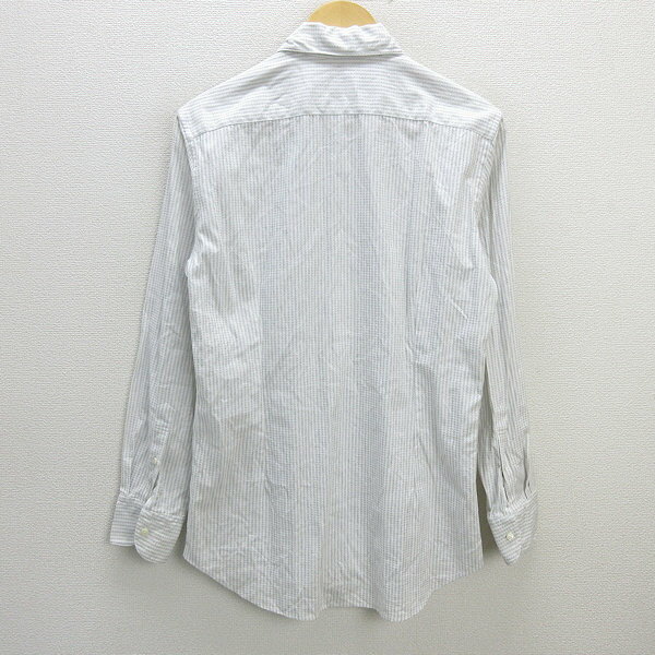 G■日本製■シップス/SHIPS TESSITURAMONTI 長袖シャツ/コットン【39】白灰系/men's/96【中古】■