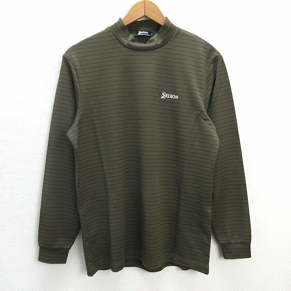 a■スリクソン/SRIXON ボーダー ハイネック インナーシャツ/ゴルフシャツ【M】茶系/MENS/49【中古】■