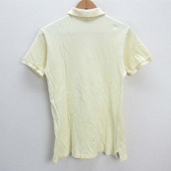 k■USA製■ラコステ/IZOD LACOSTE ボーダー柄 半袖ポロシャツ/鹿の子地【M】黄/MENS■86【中古】