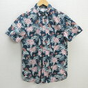 G■アメリカンイーグル/AMERICAN EAGLE SLIMFIT アロハシャツ/半袖BDシャツ【M】青系/men's/119【中古】■