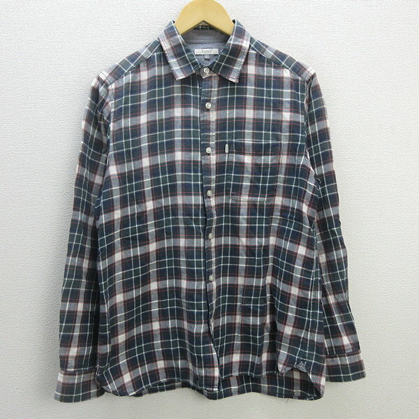 G■エーグル/AIGLE 長袖シャツ/チェック柄【L】緑系/men 039 s/123【中古】■