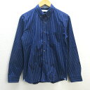 G■メンズメルローズ/MENS MELROSE 長袖BDシャツ/ストライプ【3】紺/men's/106【中古】■(4)