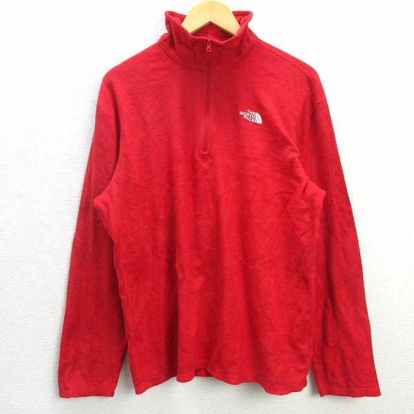 Q■ノースフェイス/THE NORTH FACE ハーフジップ フリースシャツ/インナーT■赤【L】MENS/245【中古】