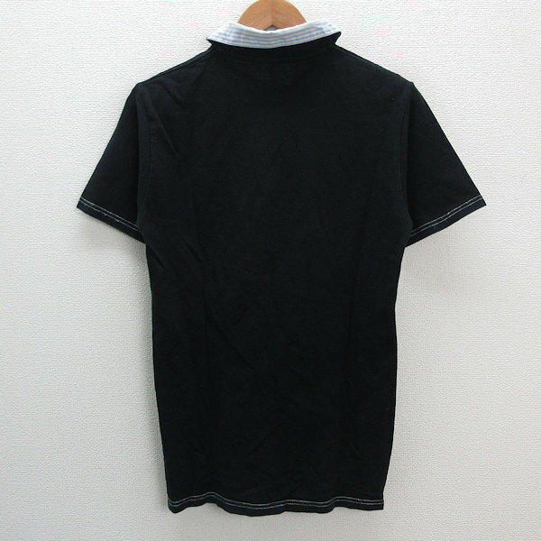 s■アールニューボールド/R.NEWBOLD 鹿の子地 ハーフジップ 半袖シャツ【L】黒/MENS/70【中古】