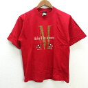 y■USA製■ミッキー/MickeyプリントTシャツ■赤LADIES/MENS/90’Sレトロ/57