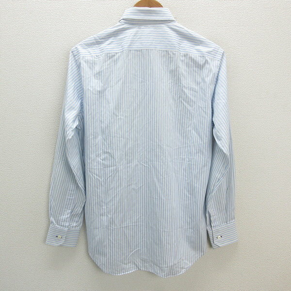s■ポールスミス/Paul Smith ストライプ柄 長袖シャツ【M】白 水色/MENS/38【中古】