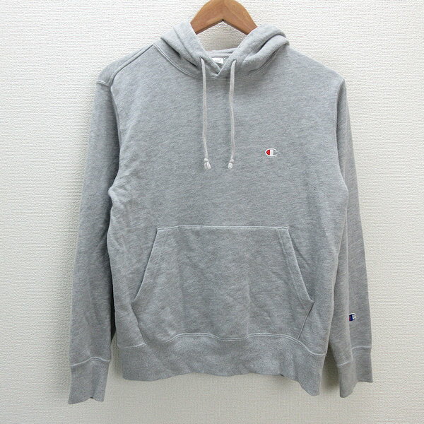 a■チャンピオン/CHAMPION ロゴ刺繍 スウェット プルオーバーパーカー【M】灰/MENS/63【中古】
