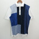 a■タケオキクチ/TAKEO KIKUCHI 切替 半袖ポロシャツ【4】白紺/MENS/32【中古】