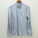 a■アルマーニ エクスチェンジ/ARMANI EXCHANGE ストライプ柄 長袖シャツ【M】水色/MENS/115【中古】