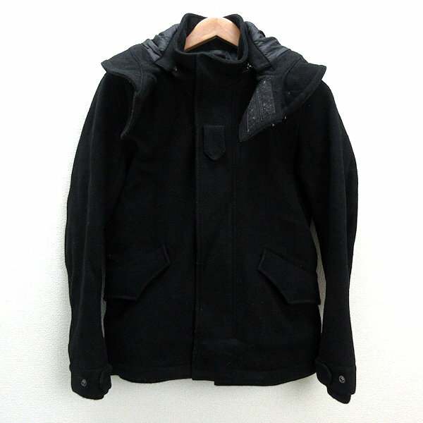 y■シップス/SHIPS JET BLUE フーディー ウールブルゾン■黒中綿入/MENS/260